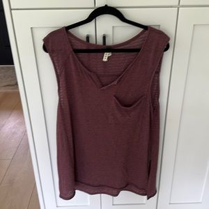 Free People We The Free Oversized Tank Top, M, Maroon/Navy stripe